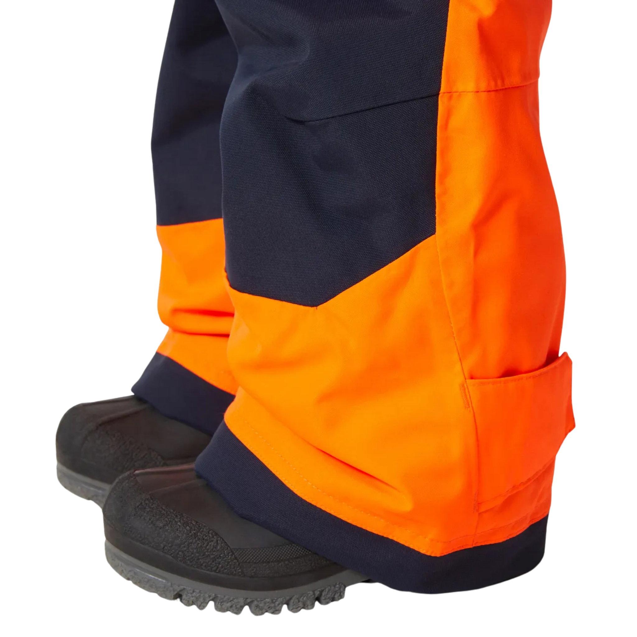 Helly Hansen Kids Rider 2.0 Insulated Bib Pants in Neon Orange with reinforced hem and adjustable bottom leg for added durability and fit