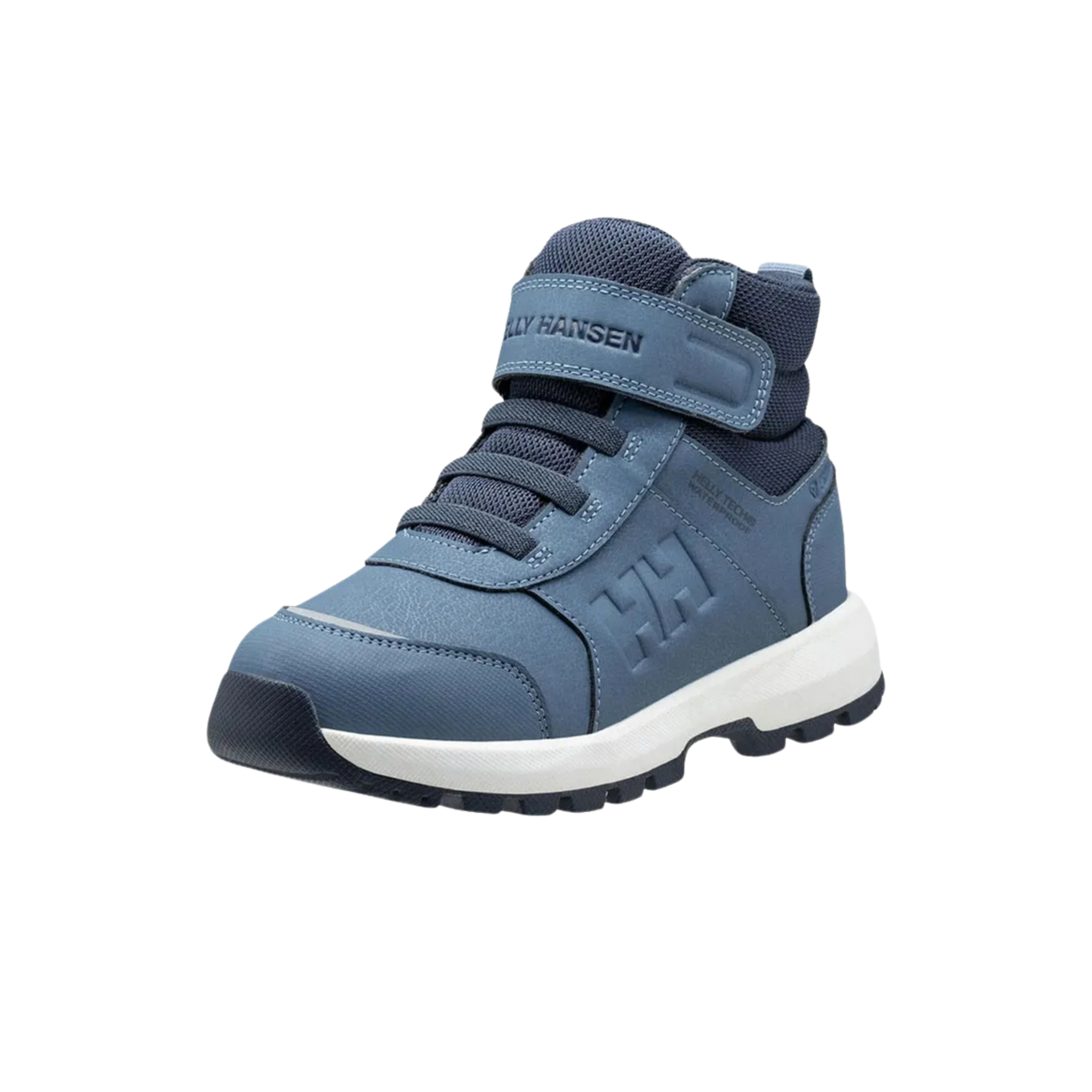 Front view of Helly Hansen Kids Shelter Boots HT in Navy with 200g PrimaLoft insulation, reinforced toe and waterproof construction