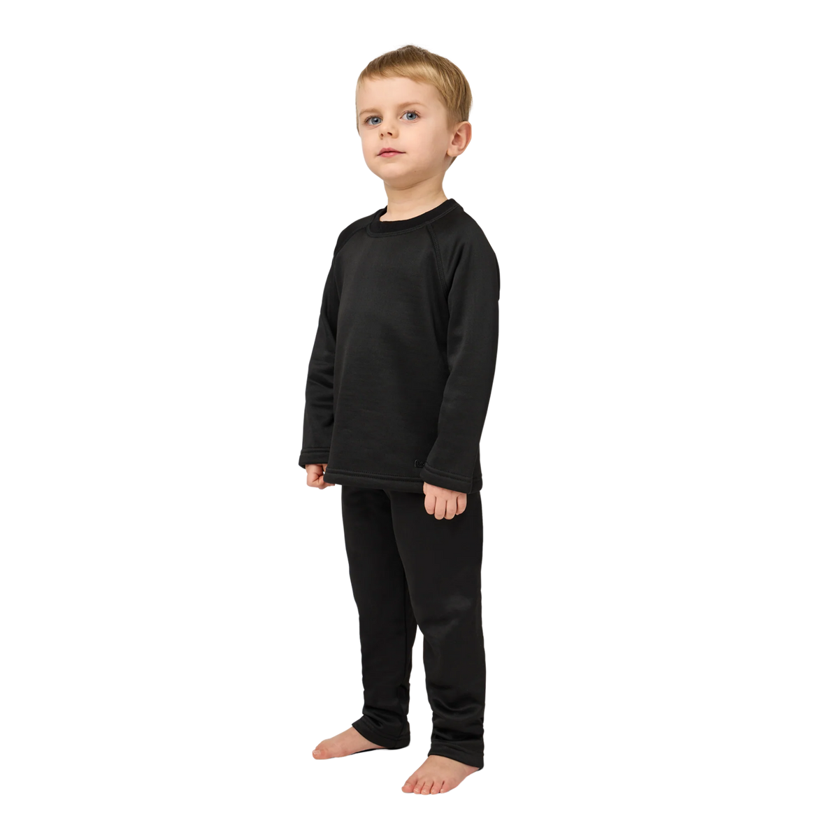 Side view of Kombi B3 Velvet Fleece Set in Black with 240 g/m² heavyweight velour-lined fleece, regular fit and flexible stretch construction