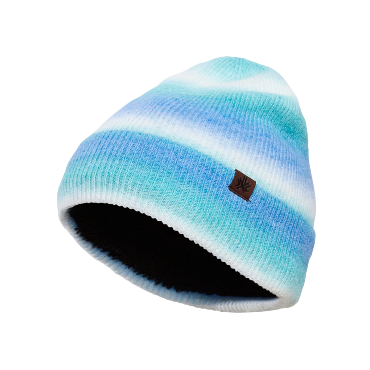 Kombi Rainbow Beanie Children colourful knit winter hat in Royal with ultra-soft 100% polyester faux shearling lining and signature Kombi patch