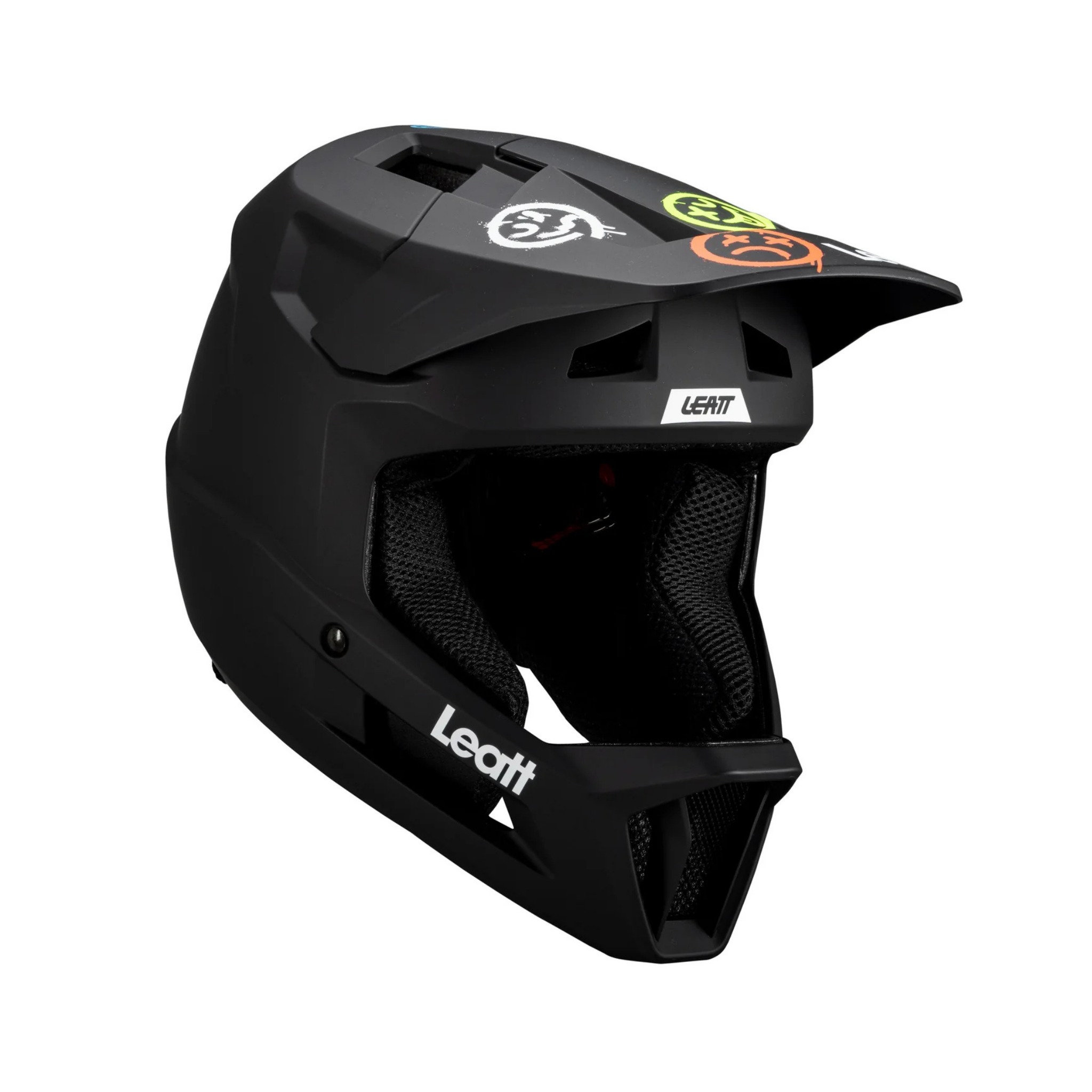 Leatt Gravity 1.0 Junior full face MTB helmet in Black for kids riding Whistler Bike Park and downhill trails