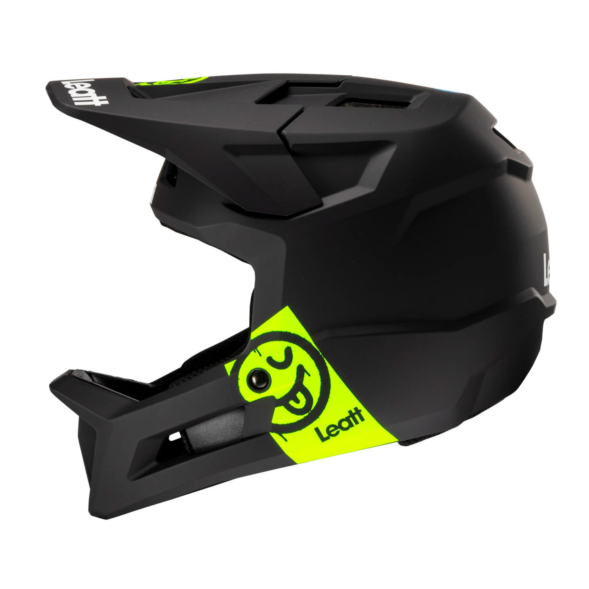 Side profile of Leatt Gravity 1.0 Junior MTB helmet in Black featuring 360° Turbine Technology