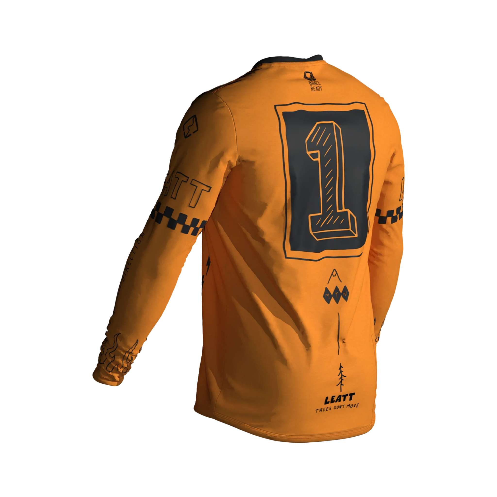 Rear view of Leatt Gravity 3.0 Junior MTB jersey in Lager Yellowdesigned for trail and downhill riding
