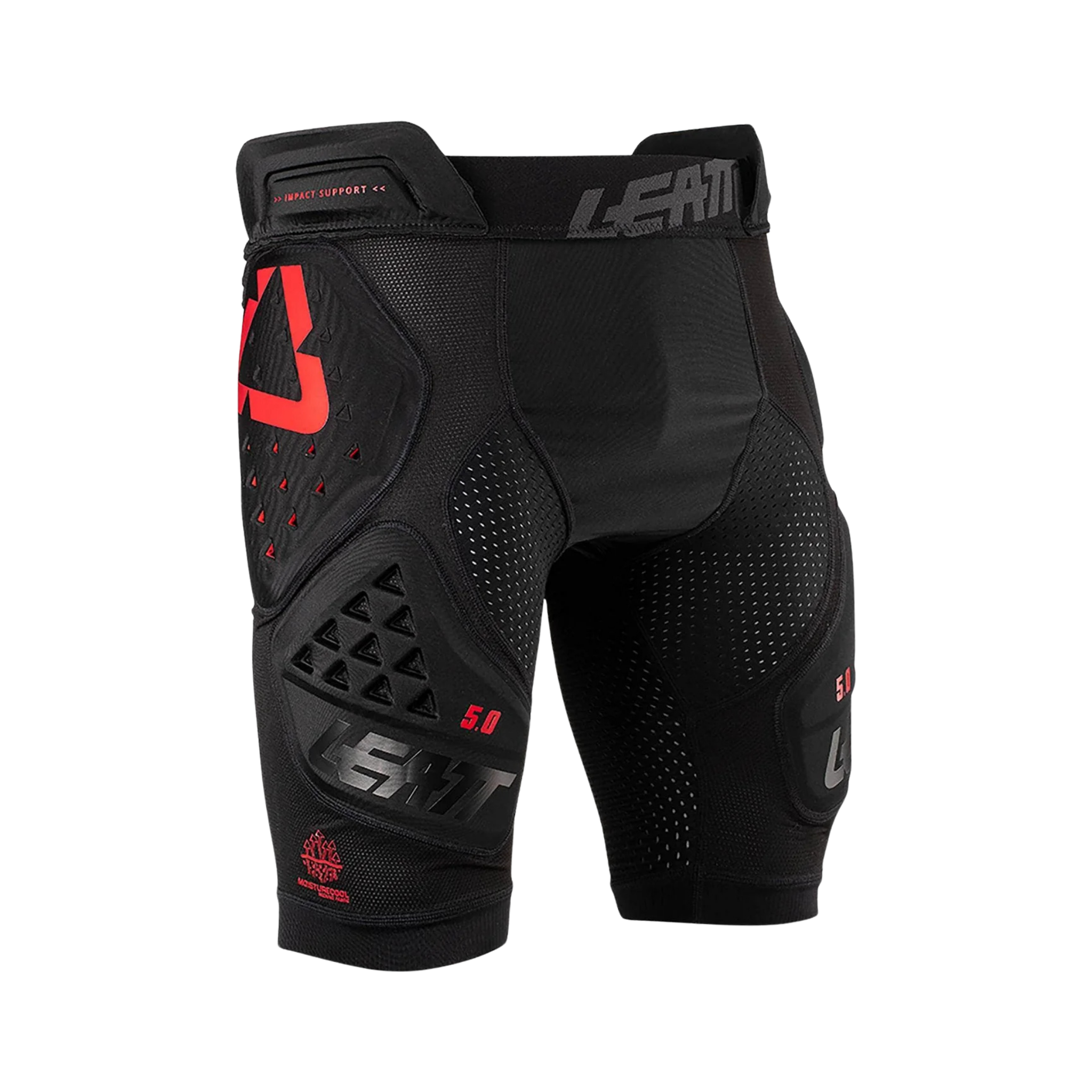 Front view of Leatt 3DF Impact Shorts with padded hip and thigh protection