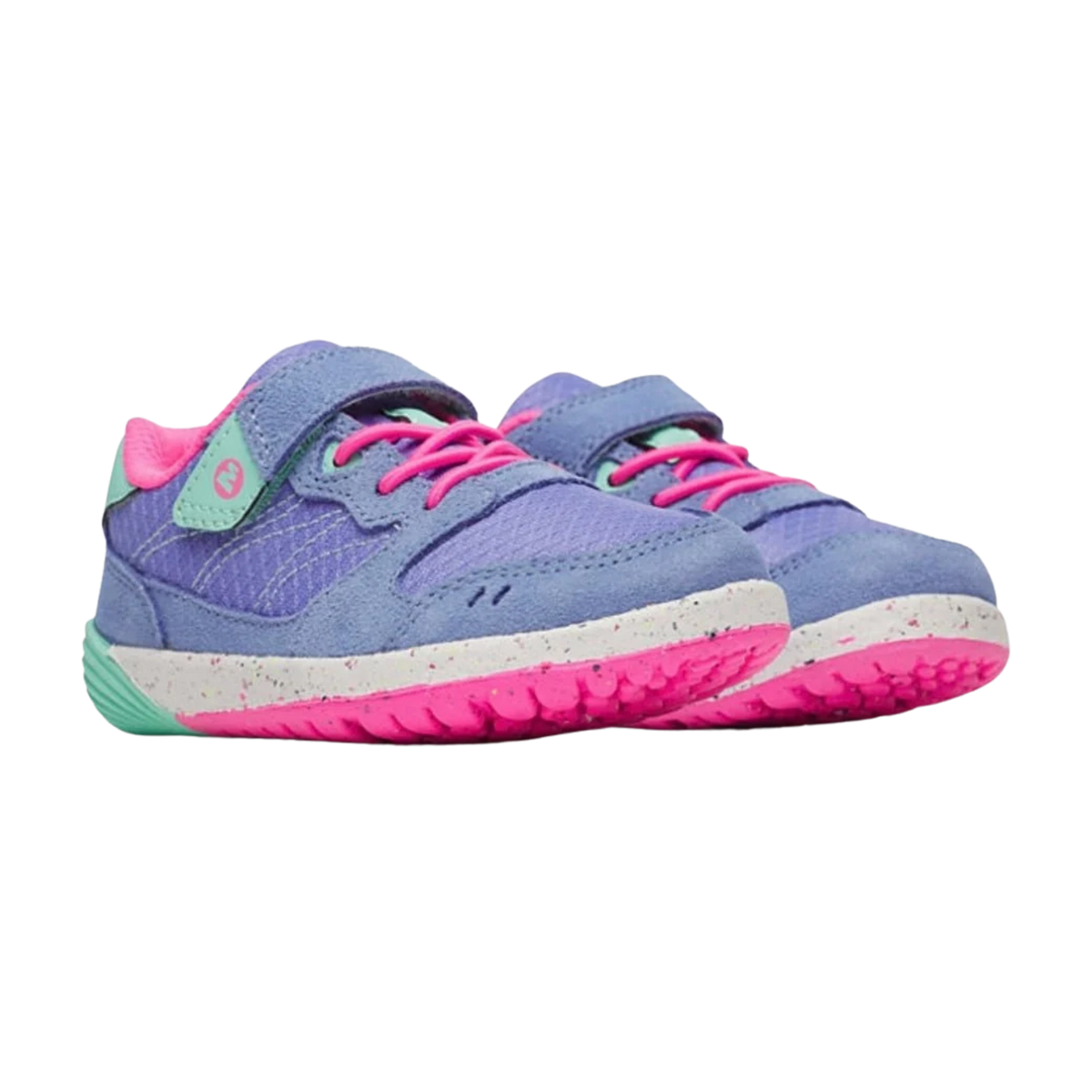 Merrell Bare Steps A83 Toddler Sneaker in Periwinkle with extra-wide toe box and rounded outsole edges designed for developing feet