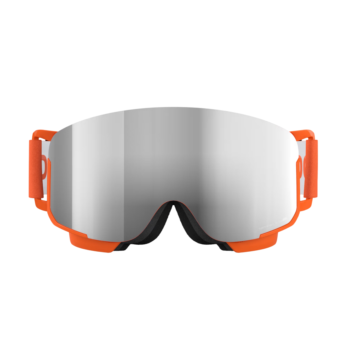 Front view of POCito Nexal Fluorescent ski goggles with Clarity cylindrical lens, extended cheek coverage and high-visibility frame