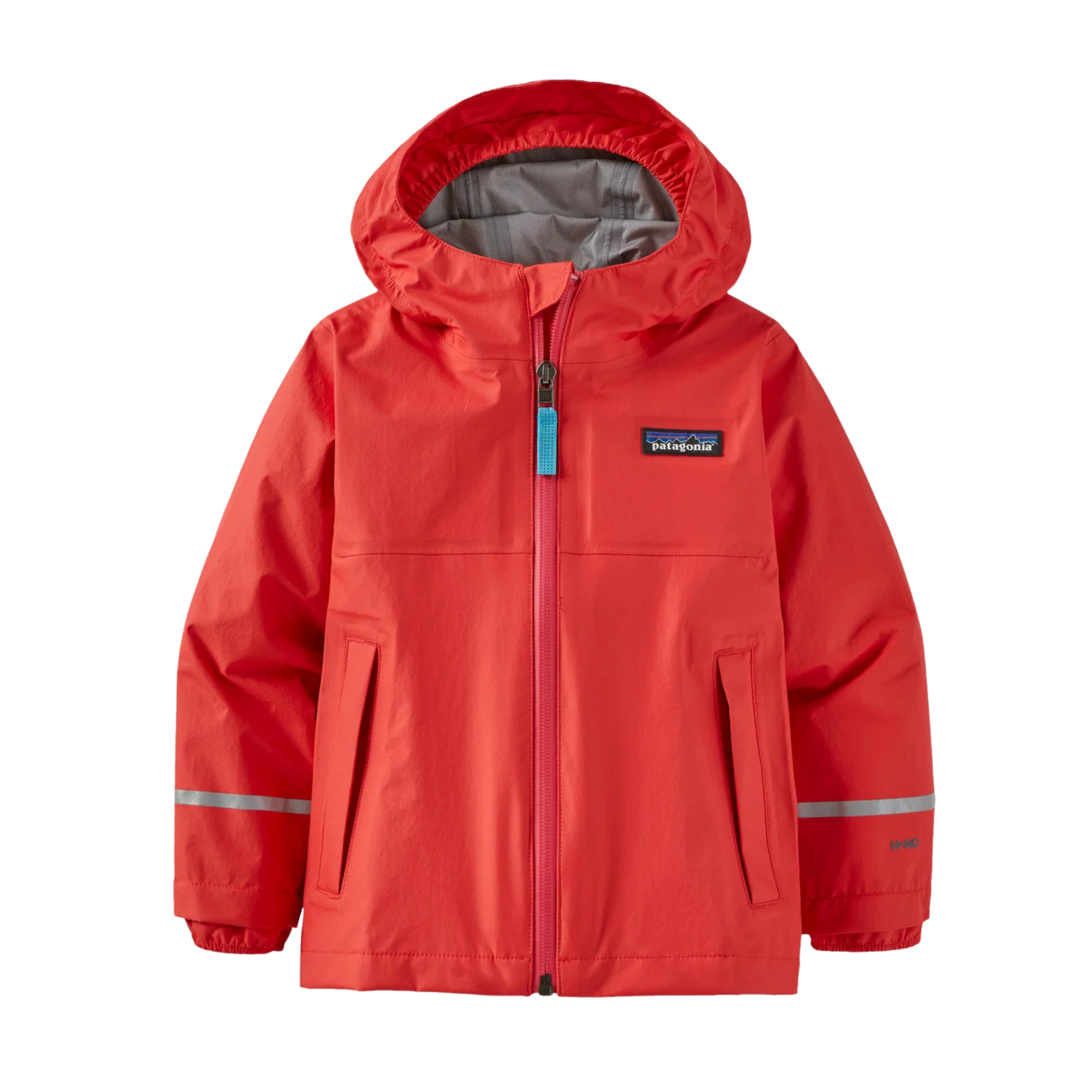 Patagonia Baby Torrentshell 3L Rain Jacket in Coral color with H2No waterproof breathable 3-layer shell and 100% recycled face fabric