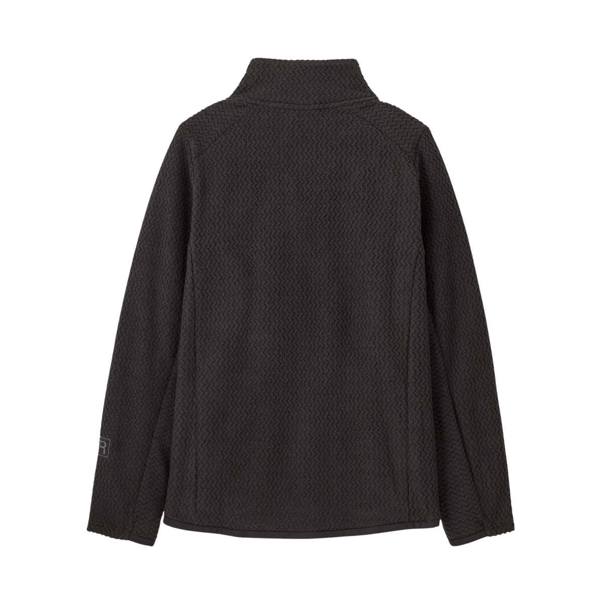 Rear view of Patagonia Kids R1 Air Full-Zip Jacket in Black with lightweight recycled polyester jacquard fleece and close-to-body regular fit
