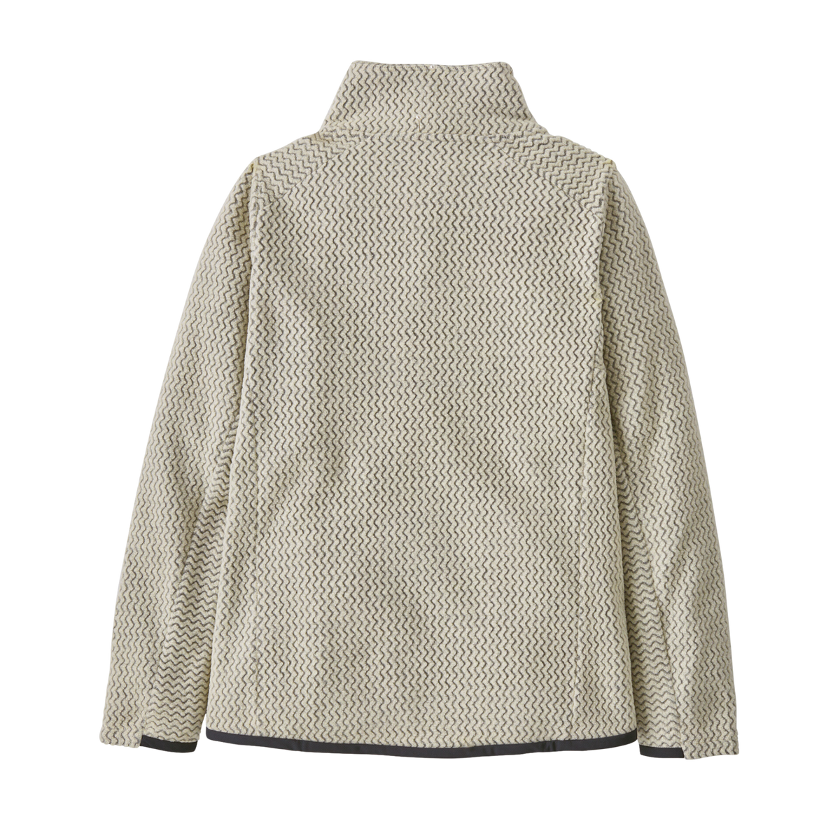 Rear view of Patagonia Kids R1 Air Full-Zip Jacket in Wool White with lightweight recycled polyester jacquard fleece and close-to-body regular fit