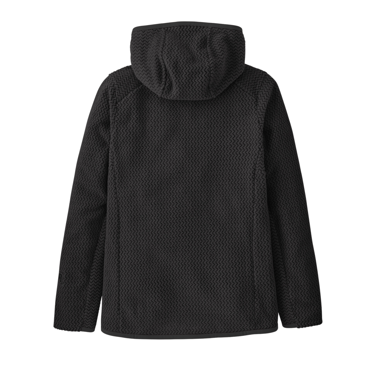 Rear view of Patagonia Kids R1 Air Full-Zip Hoody in Black with lightweight quick-drying recycled fleece and close-to-body fit