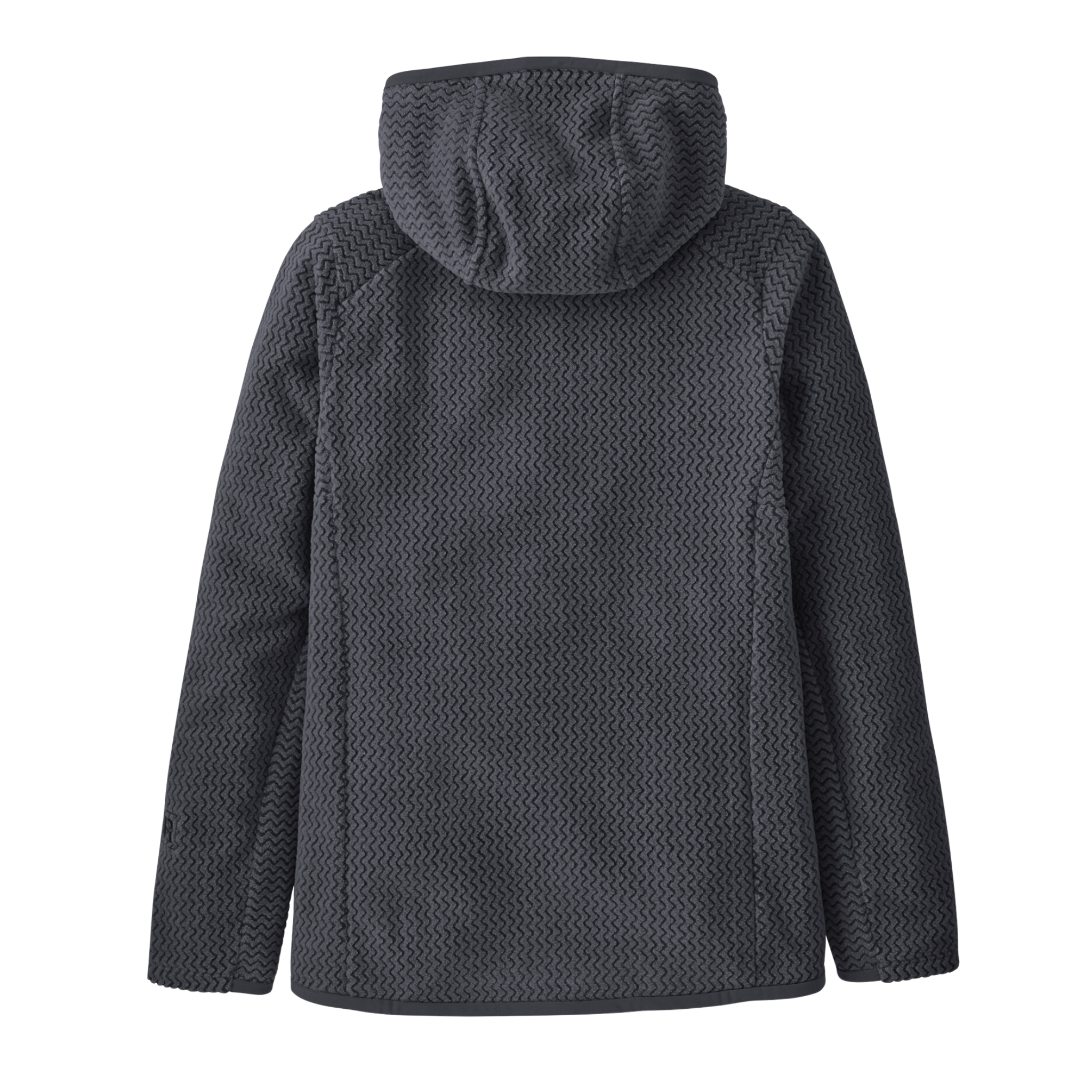 Rear view of Patagonia Kids R1 Air Full-Zip Hoody in Smolder Blue with lightweight quick-drying recycled fleece and close-to-body fit