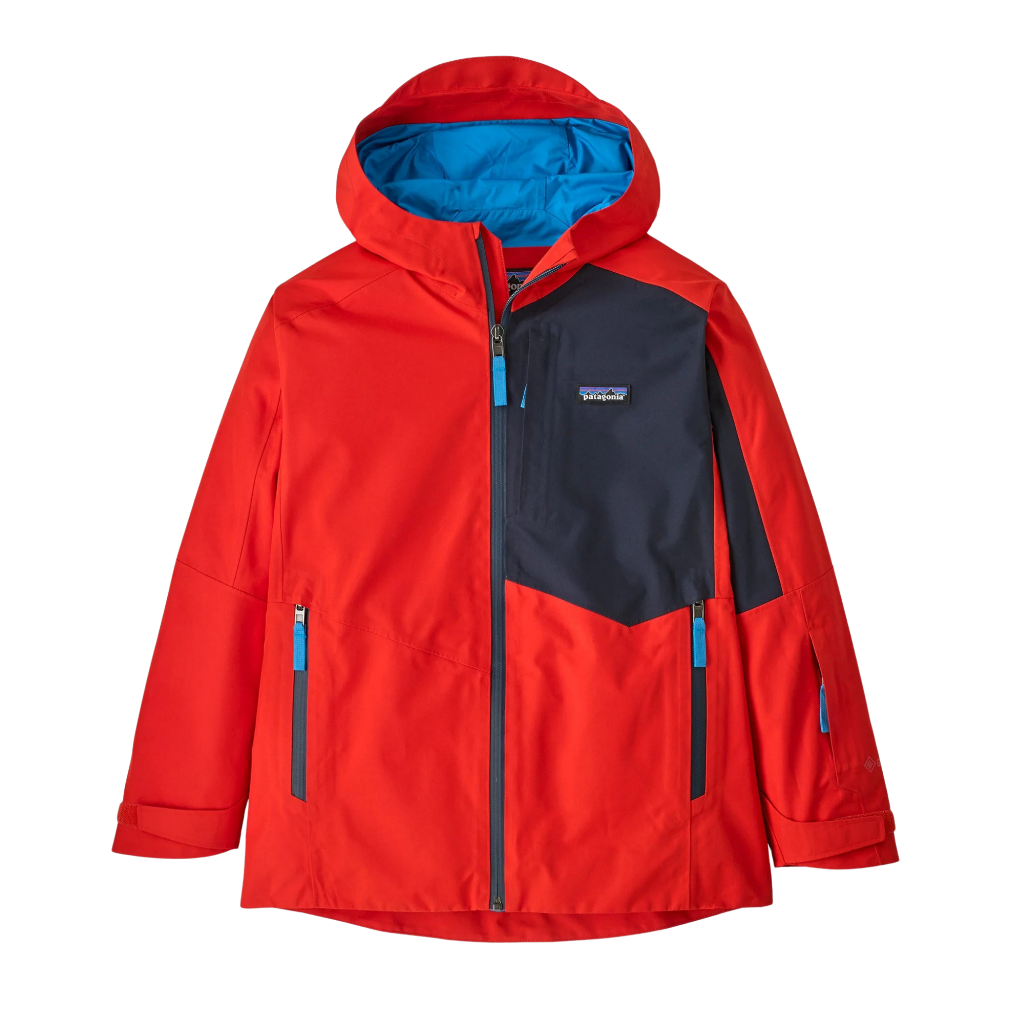 Patagonia Kids Storm Shift GORE-TEX Shell Jacket Sizzle Red with waterproof 2-layer ePE fabric, recycled polyester and RECCO reflector