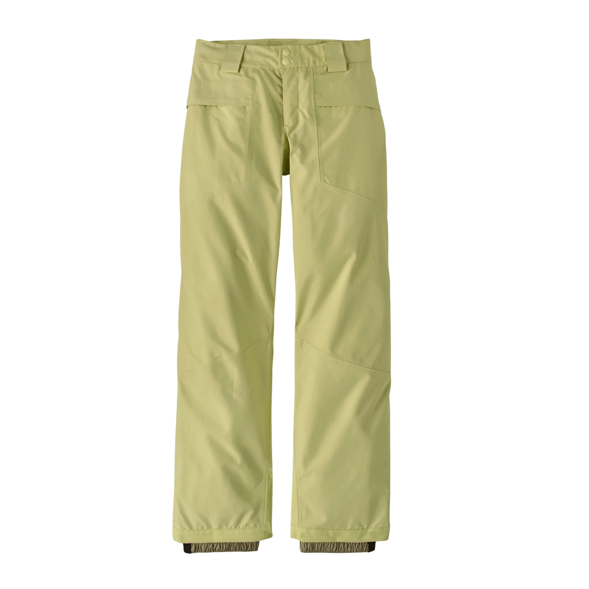Patagonia Kids Storm Shift GORE-TEX Pants in Vellum Green with 2-layer waterproof ePE shell, side vents, snow gaiters, Grow Fit and RECCO reflector