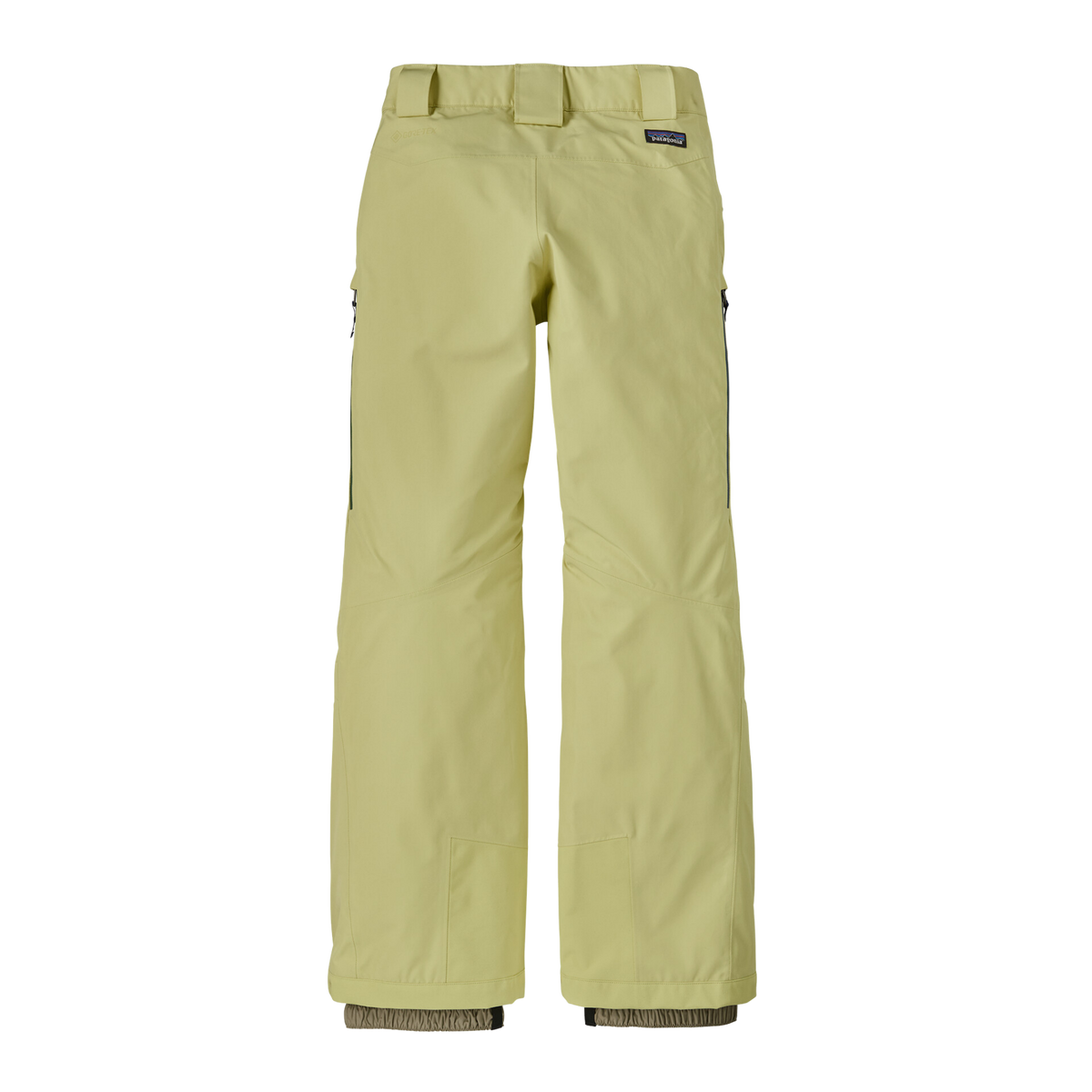 Rear view of Patagonia Kids Storm Shift GORE-TEX Pants in Vellum Green with uninsulated 2-layer recycled polyester GORE-TEX ePE shell