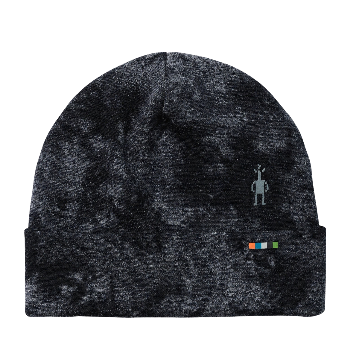 Smartwool Thermal Merino Reversible Cuffed Beanie in Black Tie Dye made with 100% Merino wool, double-layer construction and warm roll cuff