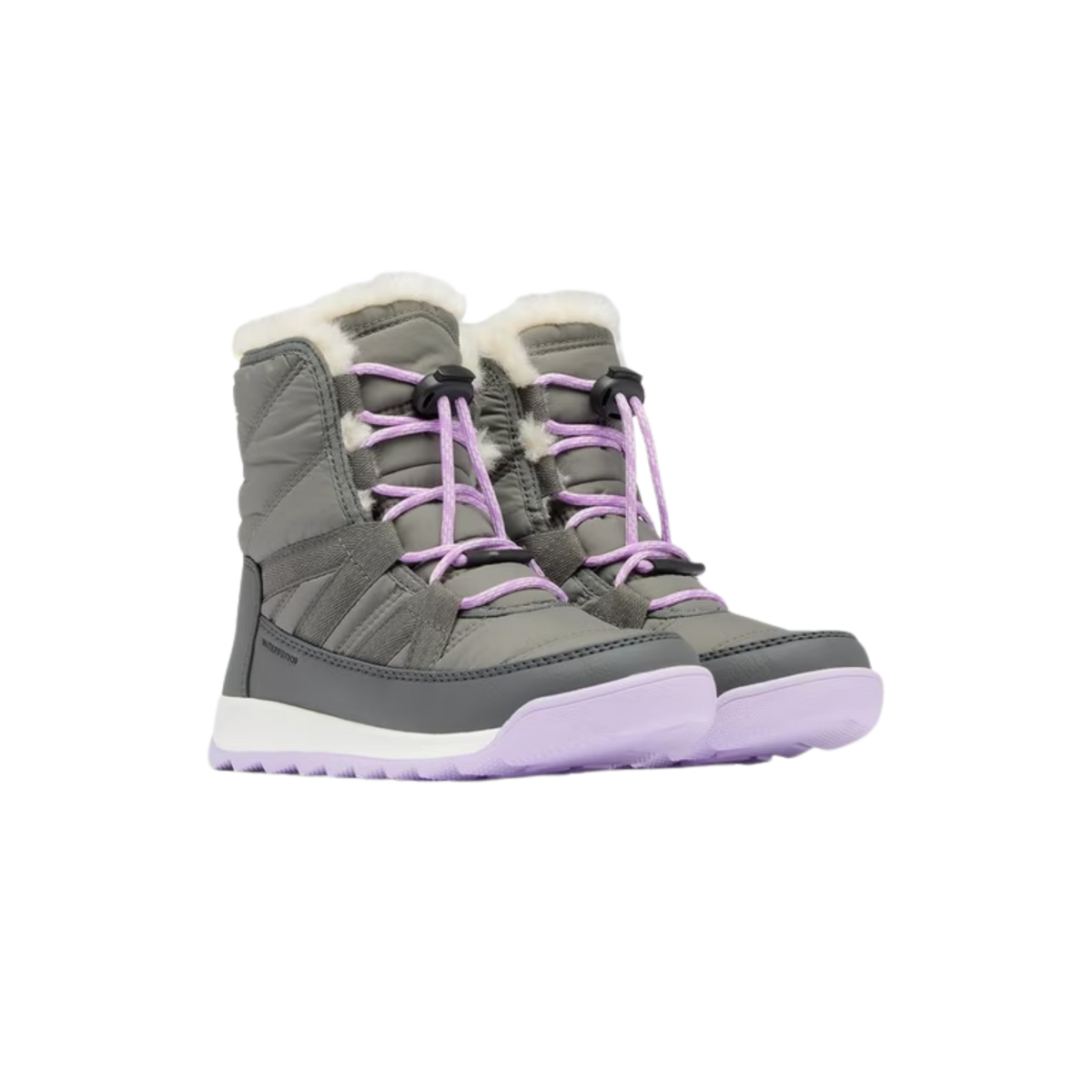 Front view of Sorel Youth Whitney II Plus Lace WP youth winter boots featuring waterproof construction and lace-up closures