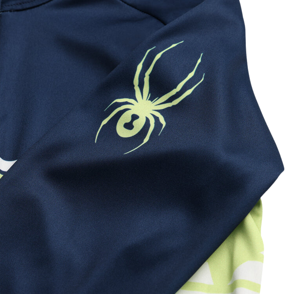 Spyder Boys’ Web 1/2 Zip in True Navy showing the logo on sleeves.