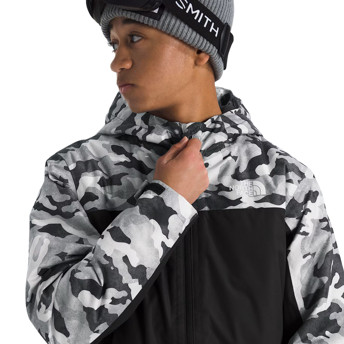The North Face Boys Freedom Insulated Jacket exposed reverse-coil center-front zipper with protective chin guard