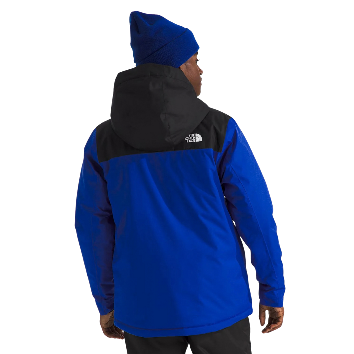 Rear view of The North Face Boys Freedom Insulated Jacket in TNF Blue with helmet-compatible hood, relaxed fit and Heatseeker insulation