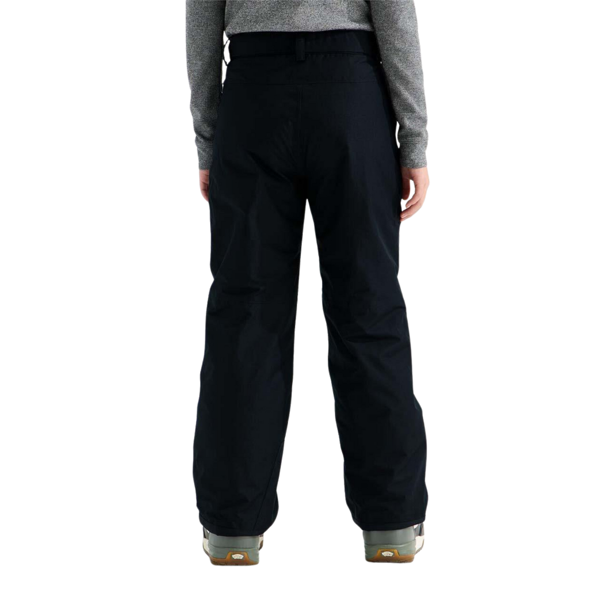 Rear view of The North Face Boys Freedom Insulated Pant in Black featuring regular fit, waterproof DRYVENT 2L fabric and reinforced lower hems