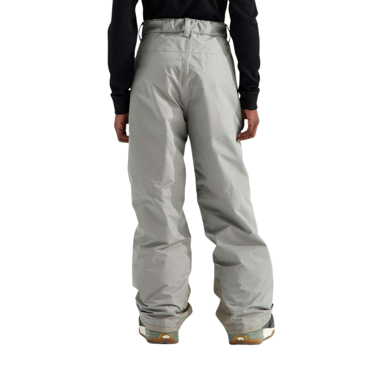 Rear view of The North Face Boys Freedom Insulated Pant in Stone Slab color featuring regular fit, waterproof DRYVENT 2L fabric and reinforced lower hems