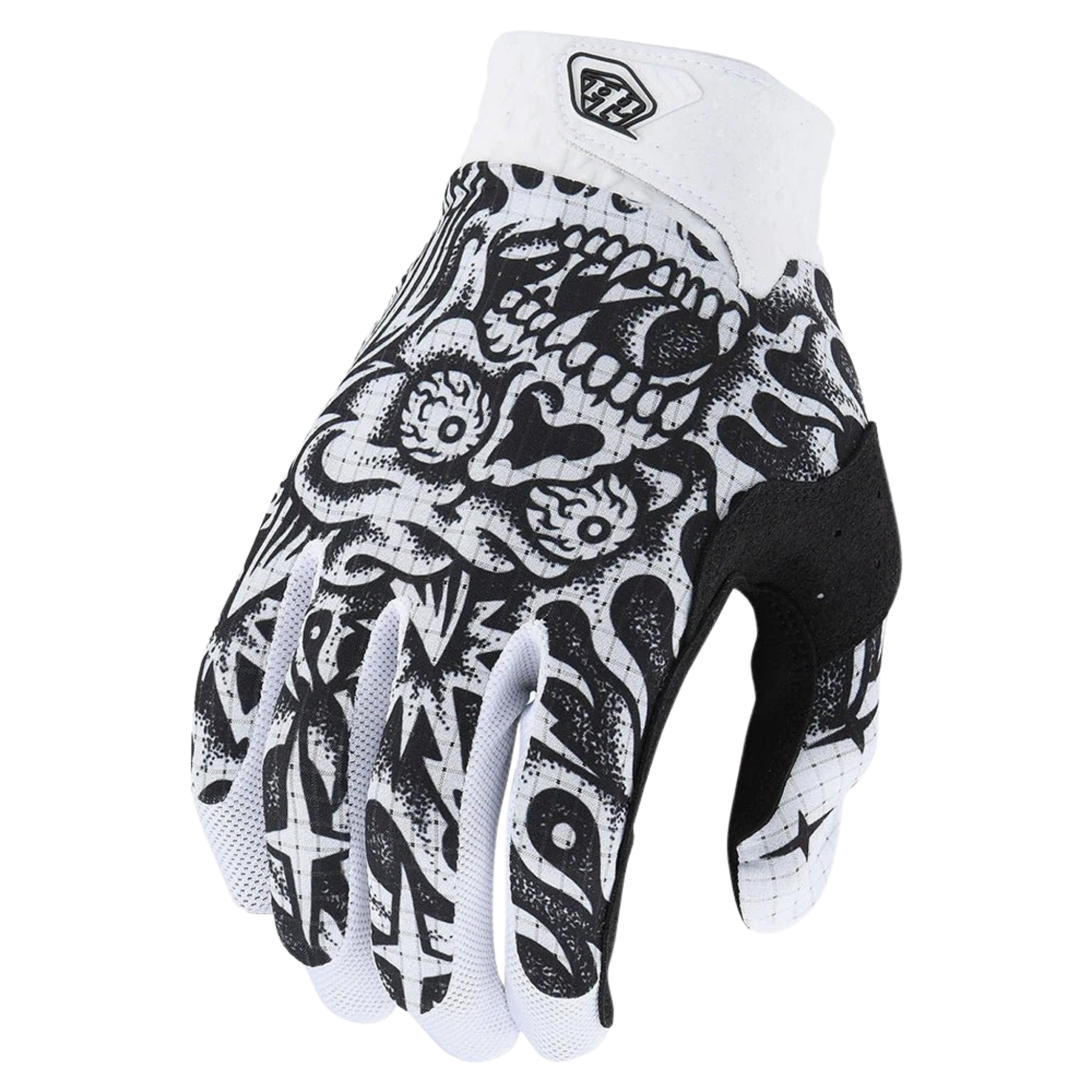 Troy Lee Designs Youth Air Gloves Limited Edition for Whistler Bike Park and mountain biking in Skull Demon White/Black