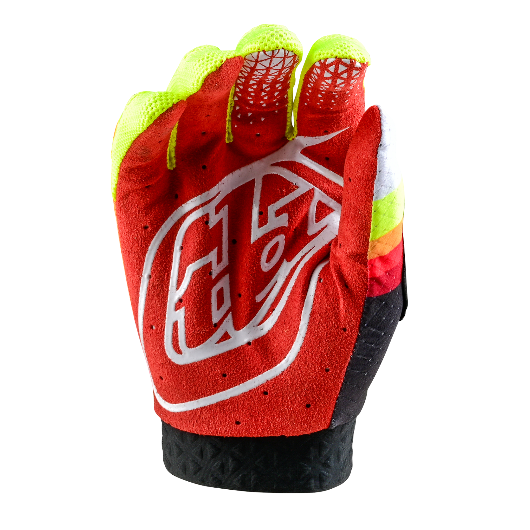 Close-up of the silicone-printed finger on the Troy Lee Designs Youth Air Gloves for brake lever grip