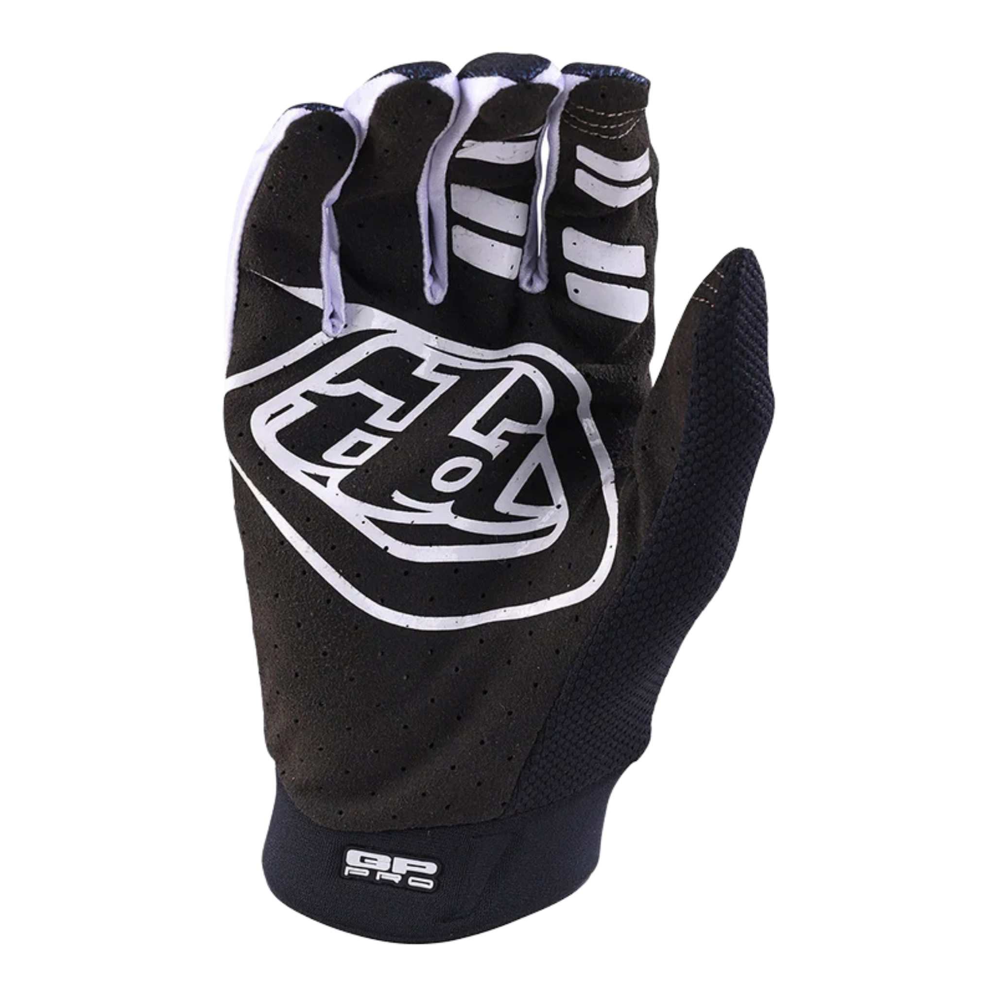 Palm view of Troy Lee Designs Youth GP Pro Gloves Solid Black showing single-layer construction and laser perforation
