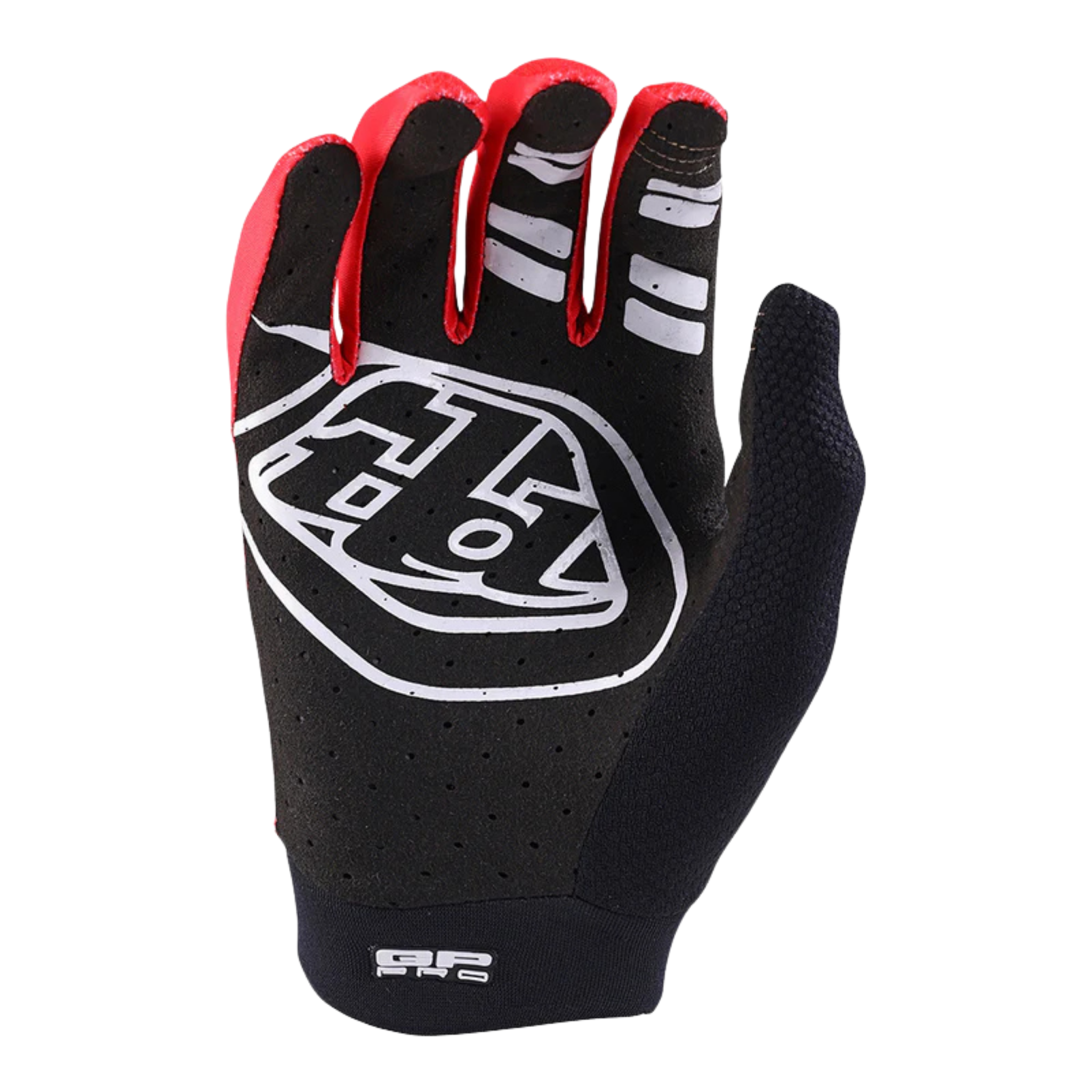 Palm view of Troy Lee Designs Youth GP Pro Gloves Solid Red showing single-layer construction and laser perforation