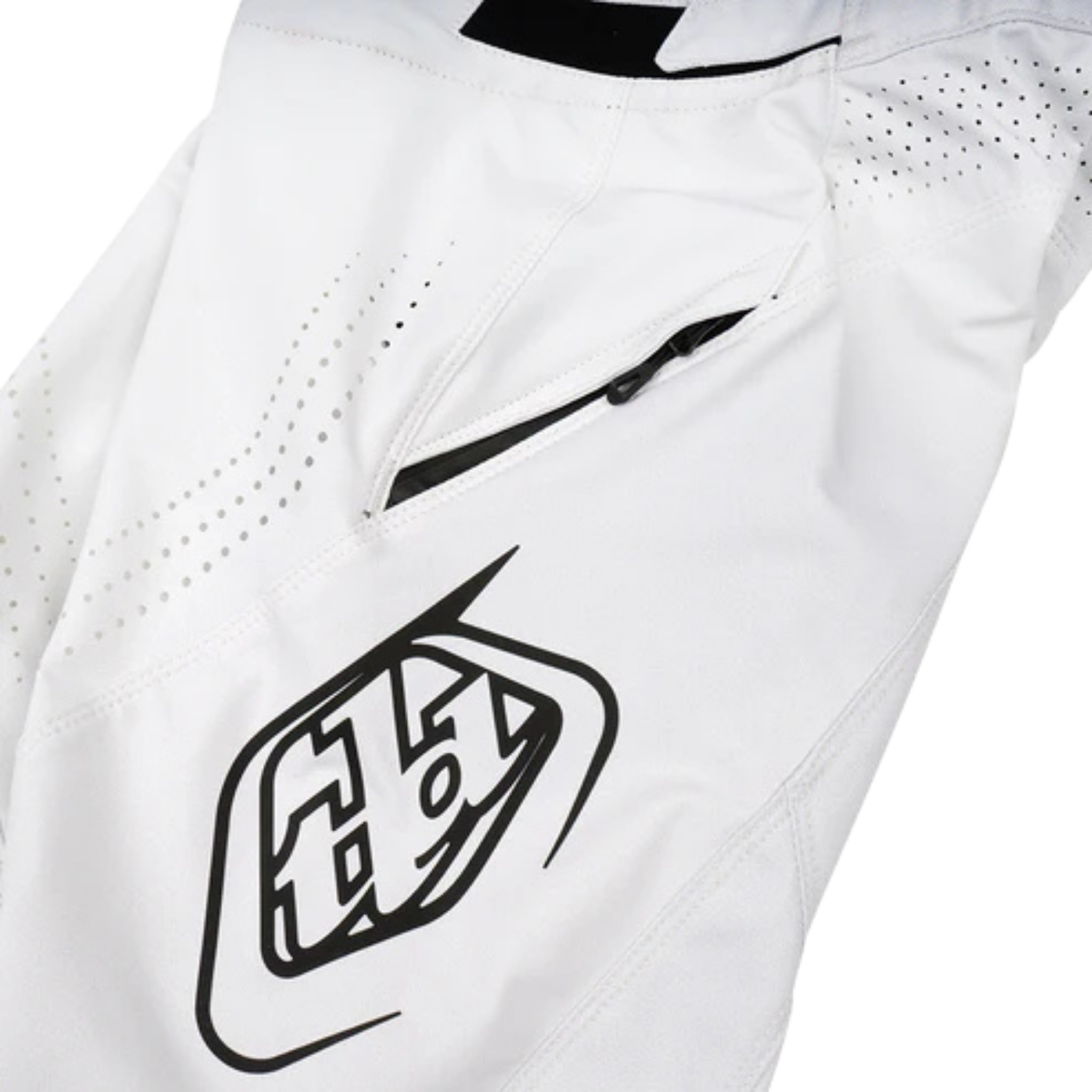 Side profile of Troy Lee Designs Youth Sprint Pants with articulated riding fit in Mono Chalk
