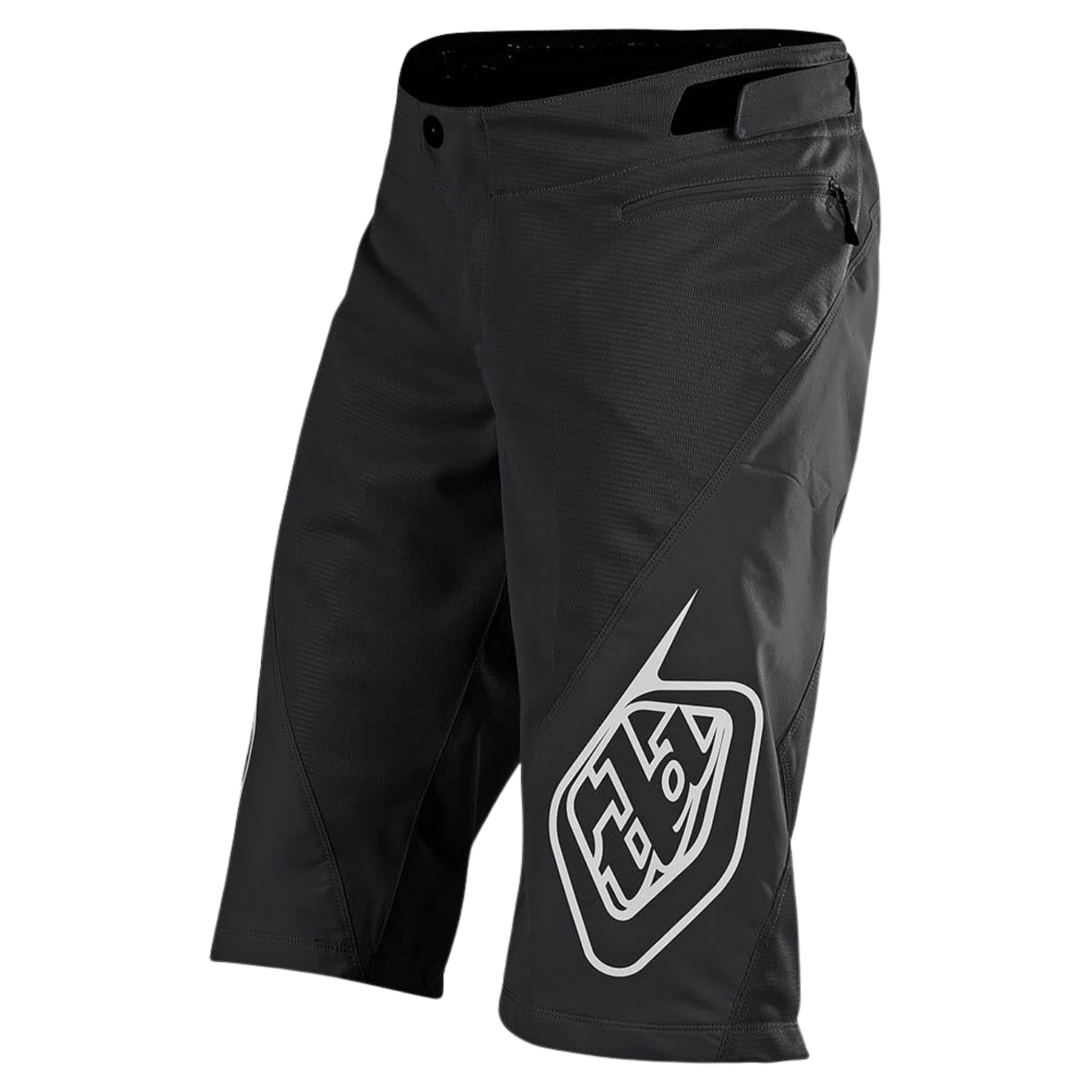 Side profile of Troy Lee Designs Youth Sprint Shorts with adjustable waistband in Mono Black