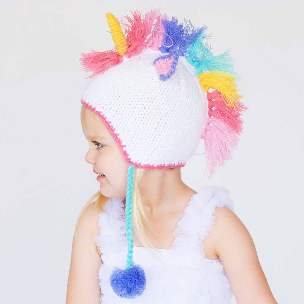 Unicorn Pastel Earflap Beanie Hat Baby & Kids