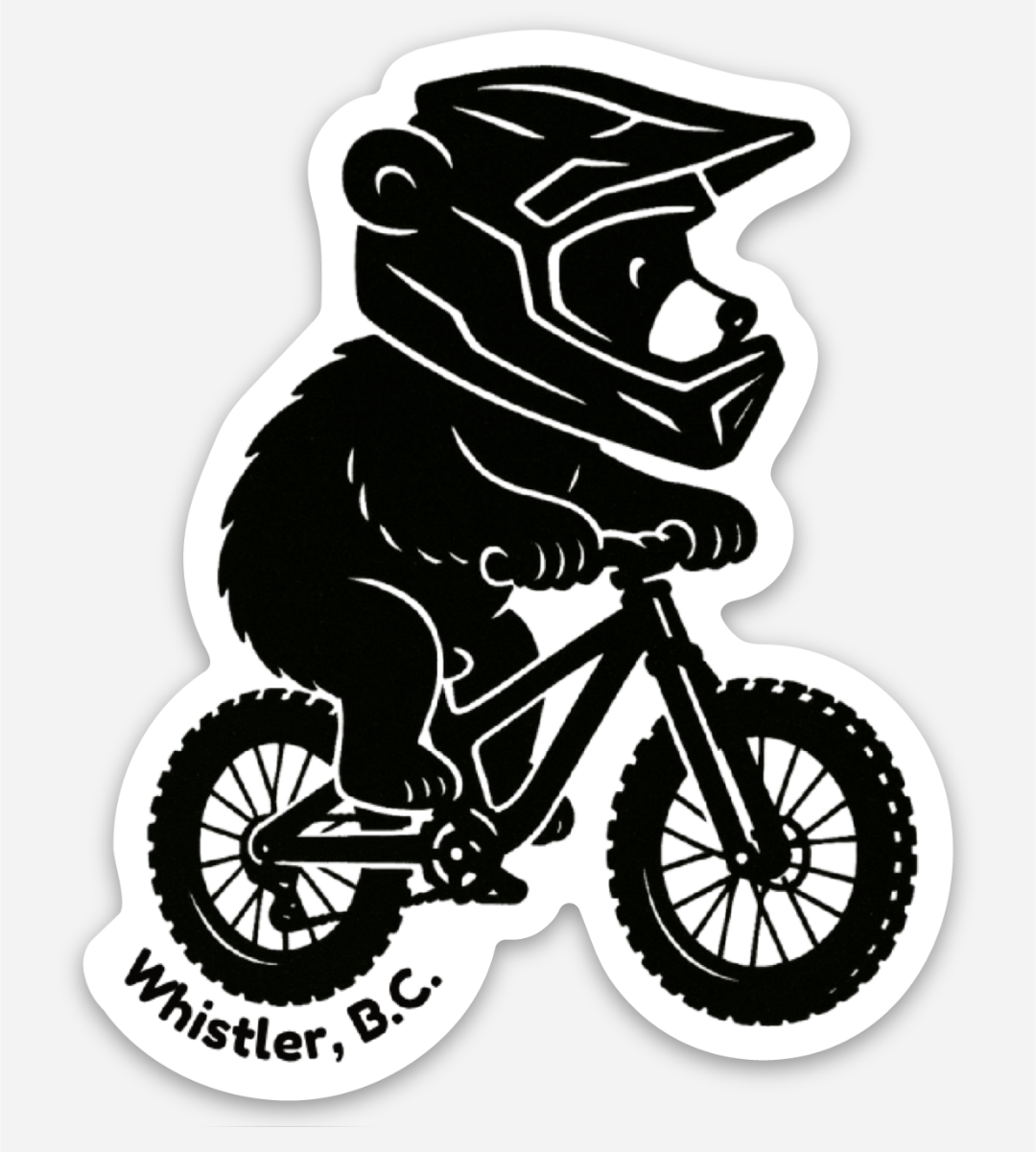 Bear Cub Biker Sticker - Downhill Mountain Biking Baby Bear