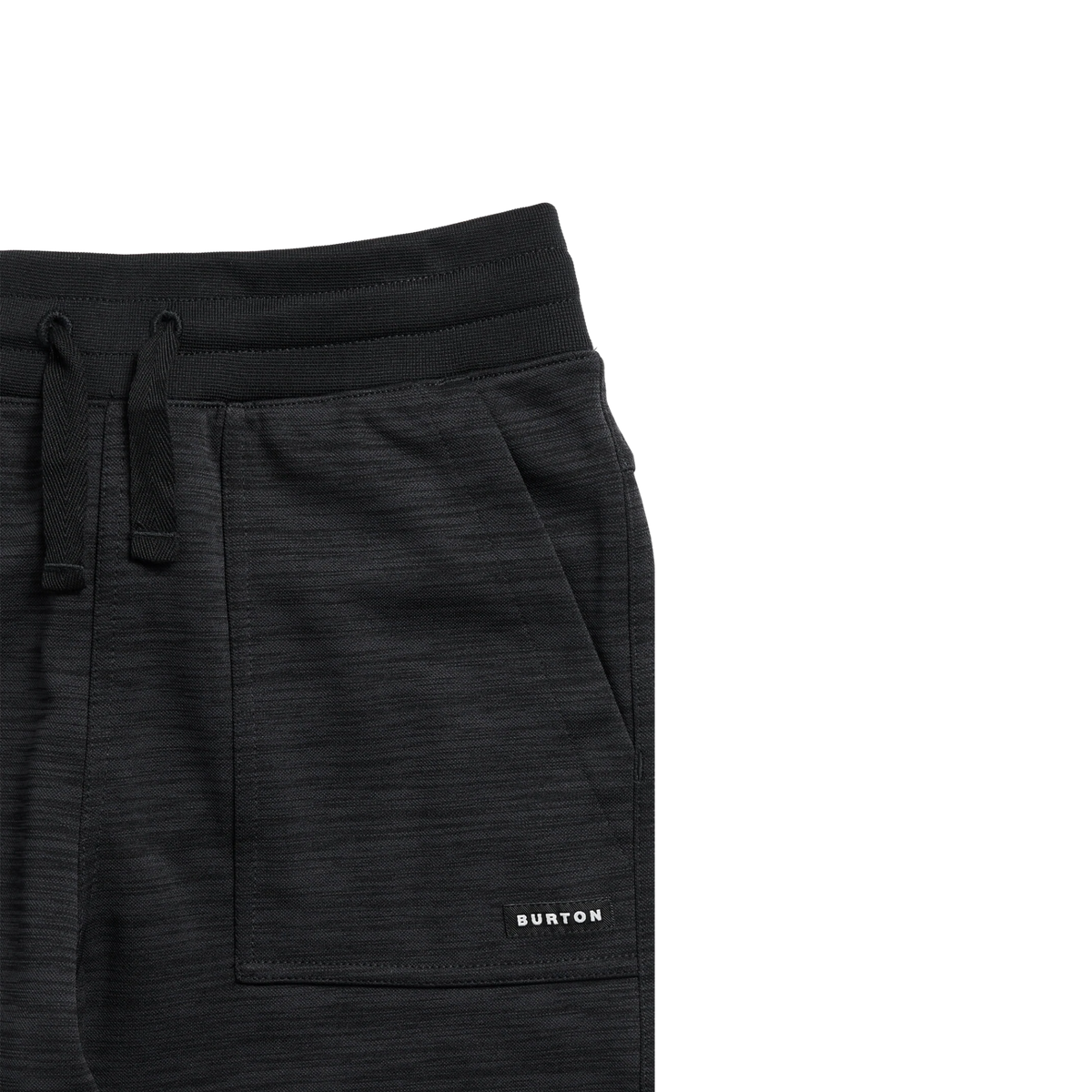 Burton Kids Oak Fleece Pants in Black Heather with patch-on handwarmer pocket for easy-access storage