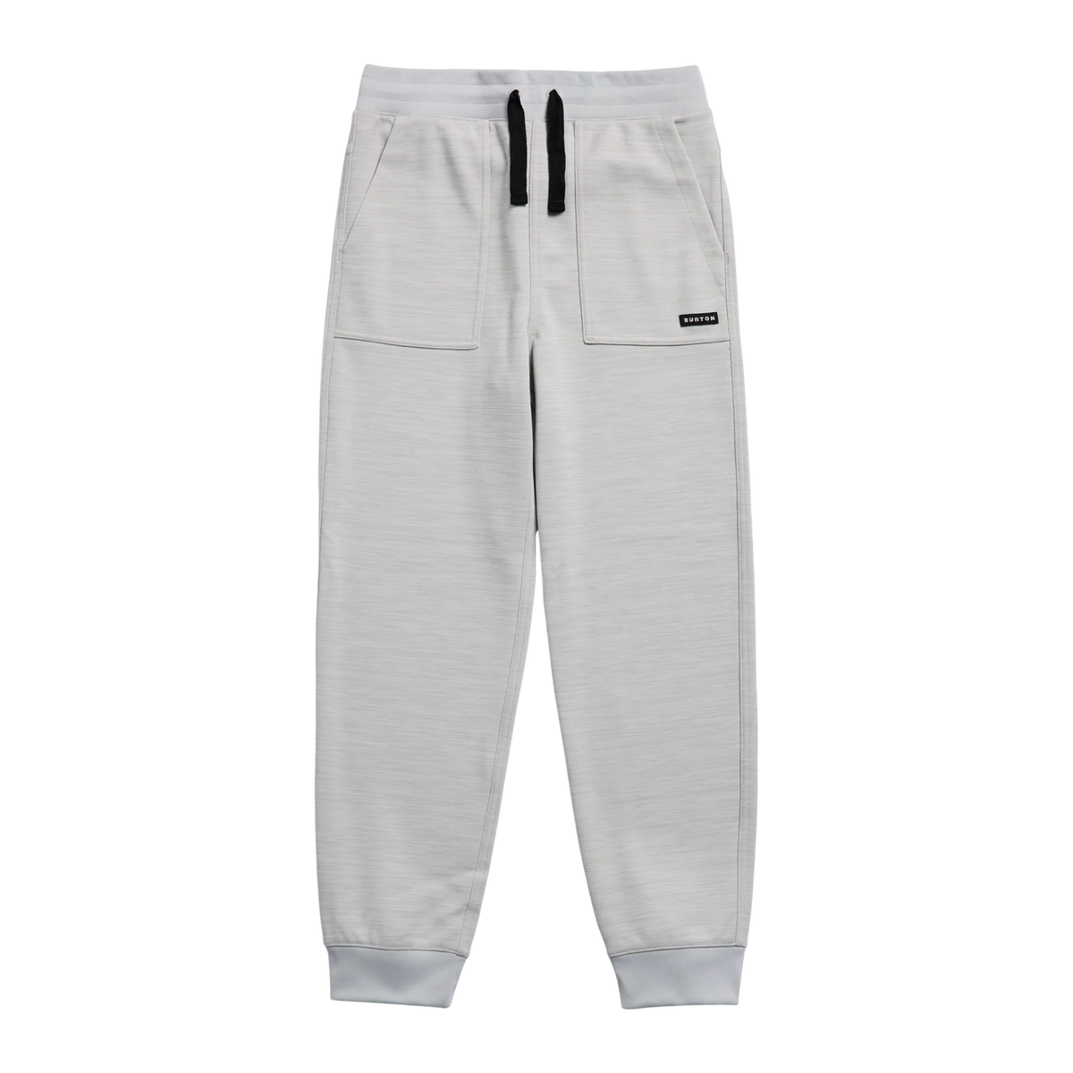 Burton Kids Oak Fleece Pants in Grey Cloud with recycled polyester brushback fleece, drawcord waistband, ribbed cuffs and handwarmer pockets