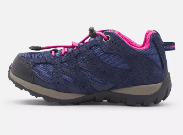 Columbia Children's Redmond Waterproof Hiking Shoes - Mountain Kids Outfitters - Bluebell/Pink Ice Color - White Background side view