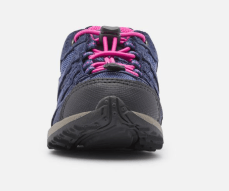 Columbia Children's Redmond Waterproof Hiking Shoes - Mountain Kids Outfitters - Bluebell/Pink Ice Color - White Background front view
