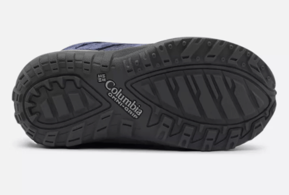 Columbia Children's Redmond Waterproof Hiking Shoes - Mountain Kids Outfitters - Bluebell/Pink Ice Color - White Background sole area