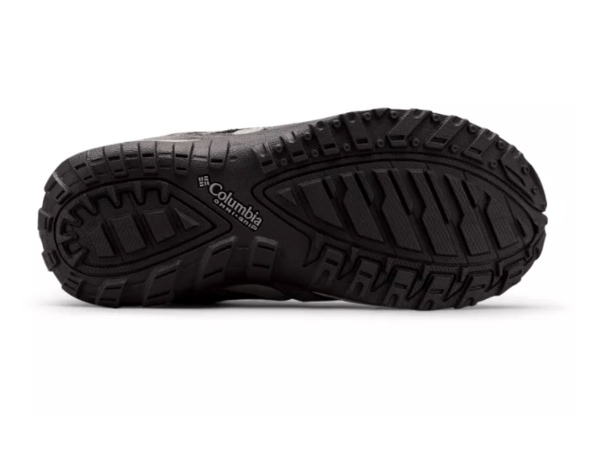 2022 Columbia Youth Redmond Waterproof Hiking Shoes - Mountain Kids Outfitters - Black/Flame Color - White Background sole area