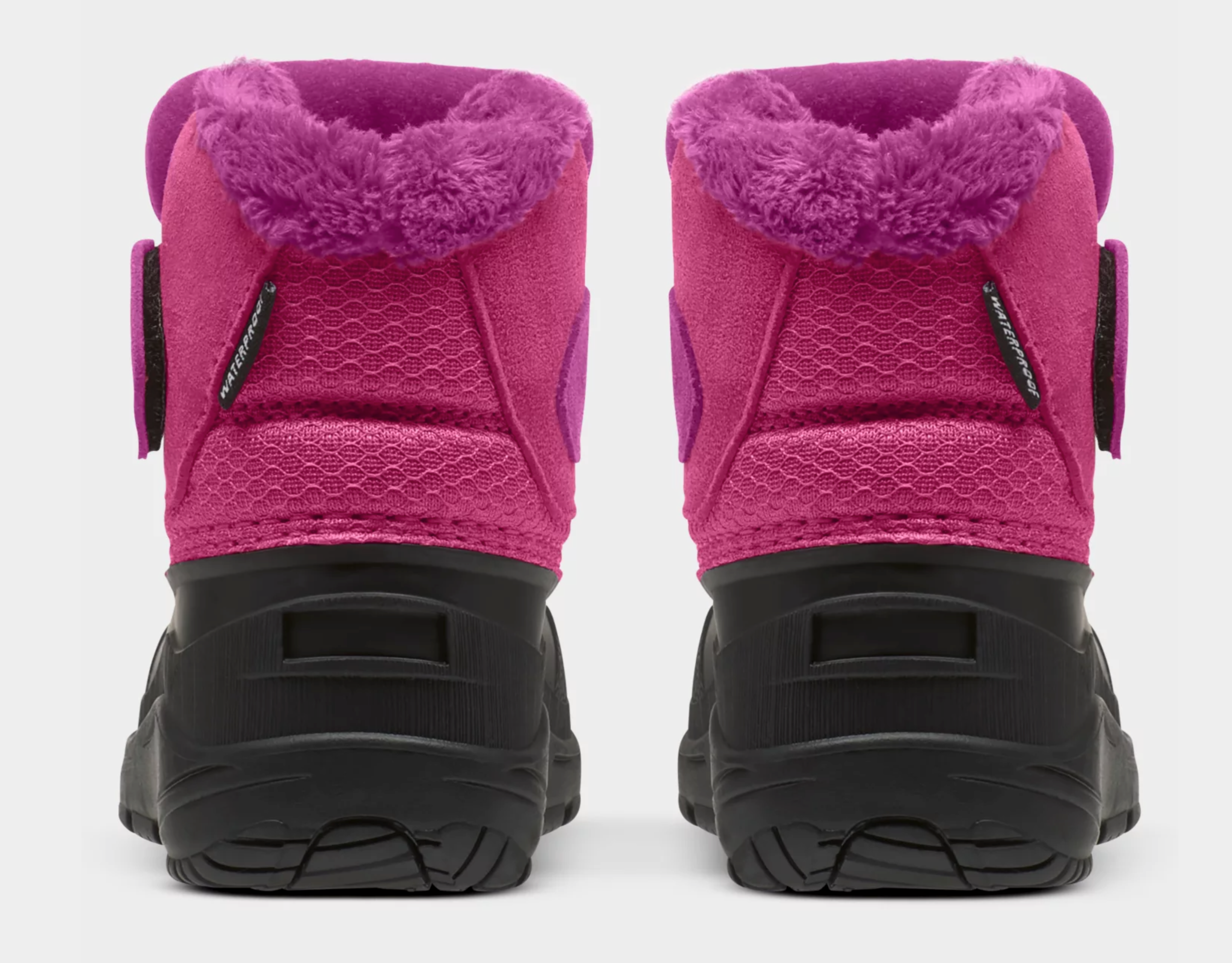 The North Face Toddler Alpenglow II Snow Boots - Mountain Kids Canada, White Background - F Pink/C Sunrise Color  back view