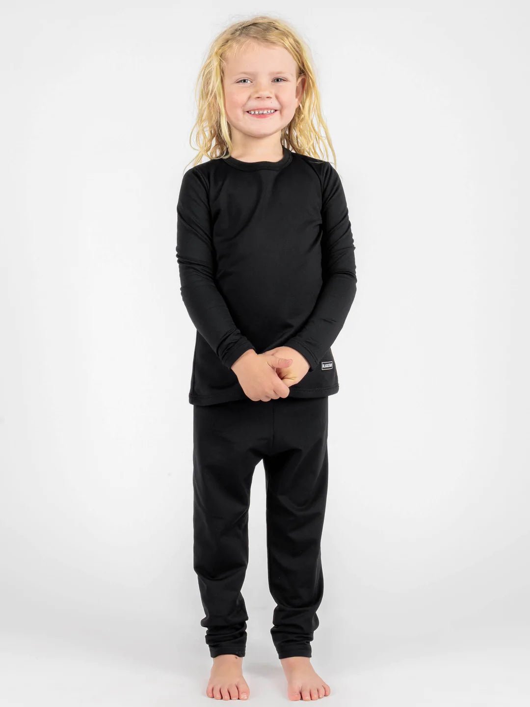 Blackstrap Kids Therma M/W Base Layer Crew 2022 - Mountain Kids Outfitters: Black, Front View