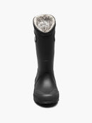 BOGS Plush Waterproof Fur Lined Rain Boots 2022 - Little Textures 2022 - Mountain Kids Outfitters - Black Color - White Background front view
