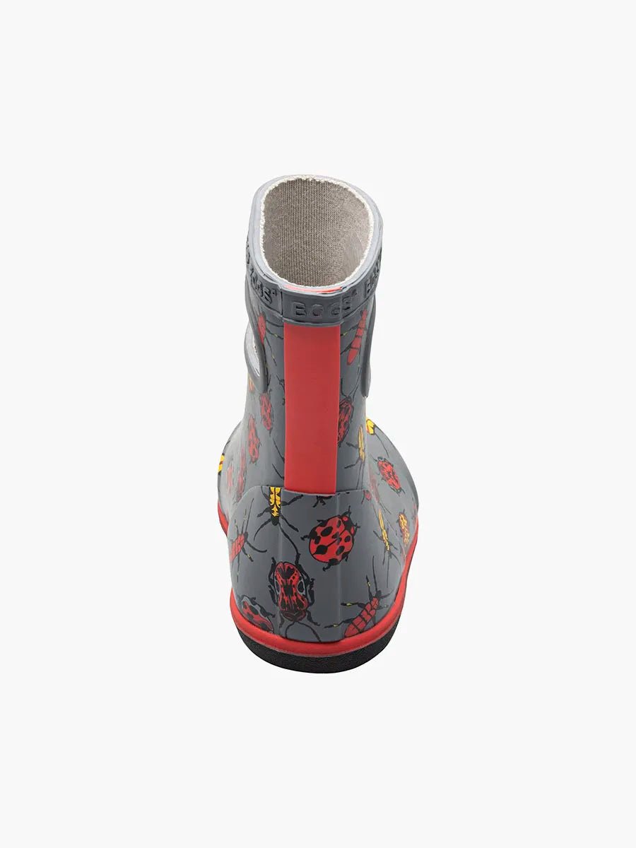 BOGS Skipper II Waterproof Toddler Boots 2023 - Mountain Kids Outfitters: Bugs Grey Color - White Background back view