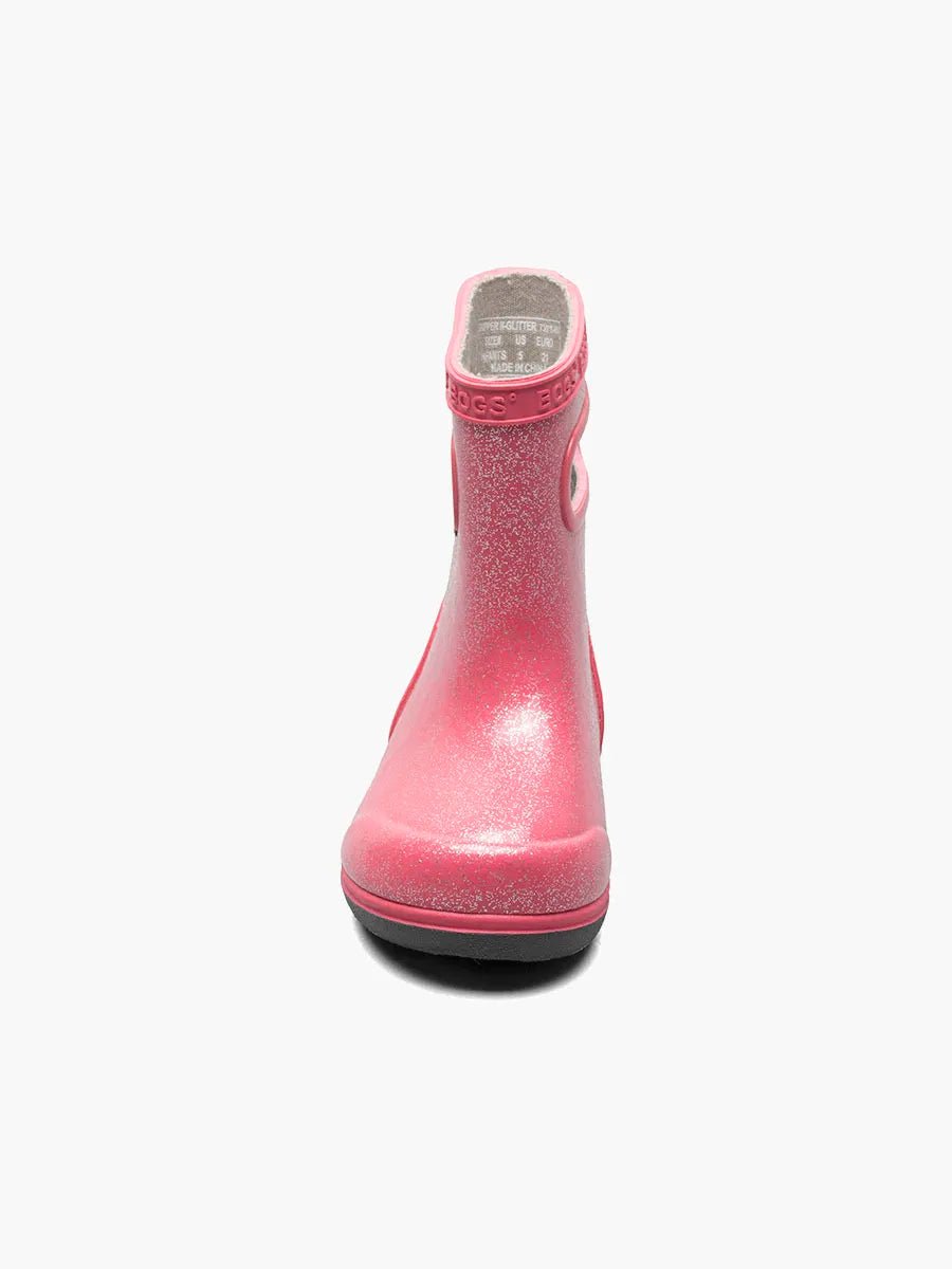 BOGS Skipper II Waterproof Toddler Boots 2023 - Mountain Kids Outfitters: Glitter Pink Color - White Background front view