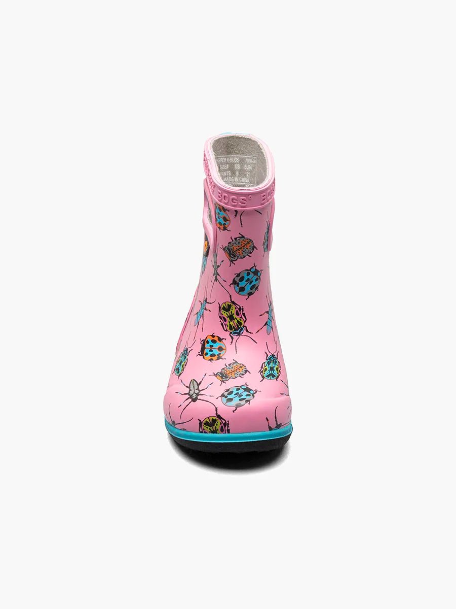 BOGS Skipper II Waterproof Toddler Boots 2023 - Mountain Kids Outfitters: Bugs Blush Pink Color - White Background front view