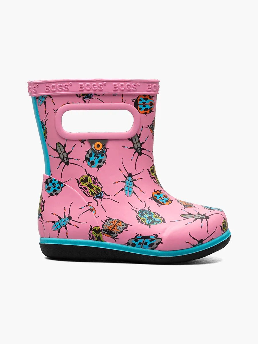 BOGS Skipper II Waterproof Toddler Boots 2023 - Mountain Kids Outfitters: Bugs Blush Pink Color - White Background Side View
