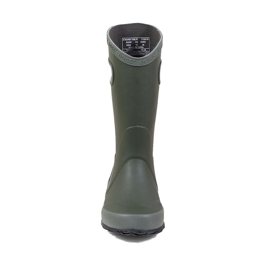 BOGS Waterproof Rain Boots 2022 - Mountain Kids Outfitters - Dark Green Color - White Background front view