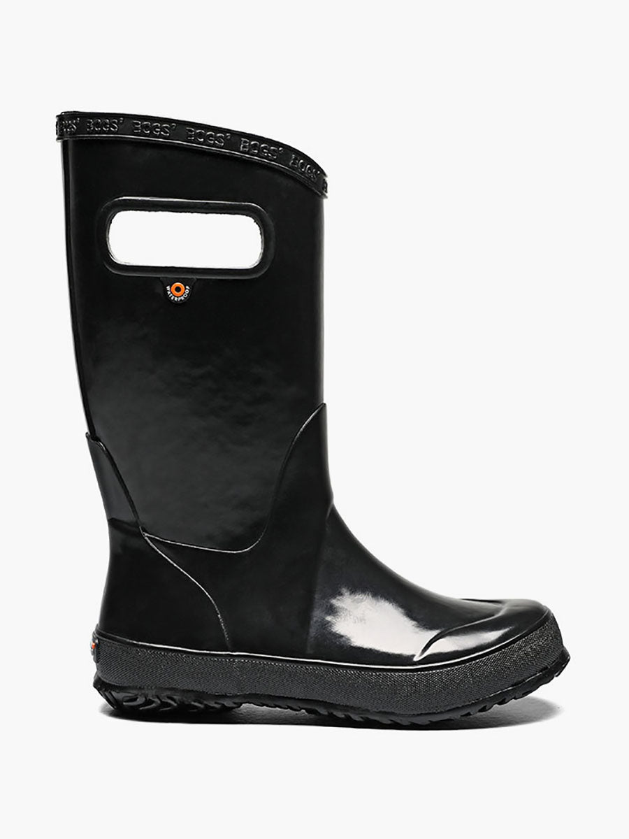 BOGS Waterproof Rain Boots 2022 - Mountain Kids Outfitters - Black Color - White Background side view
