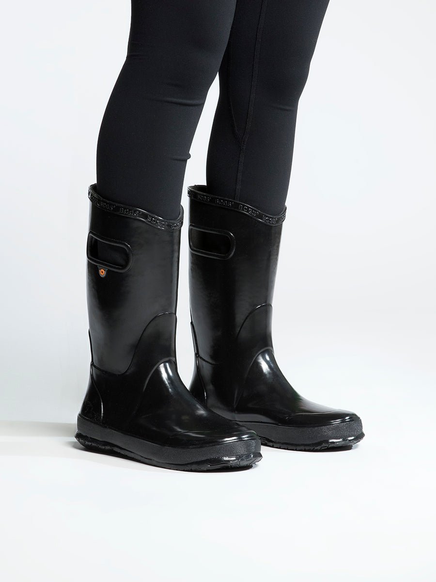 BOGS Waterproof Rain Boots 2022 - Mountain Kids Outfitters - Black Color - White Background front view