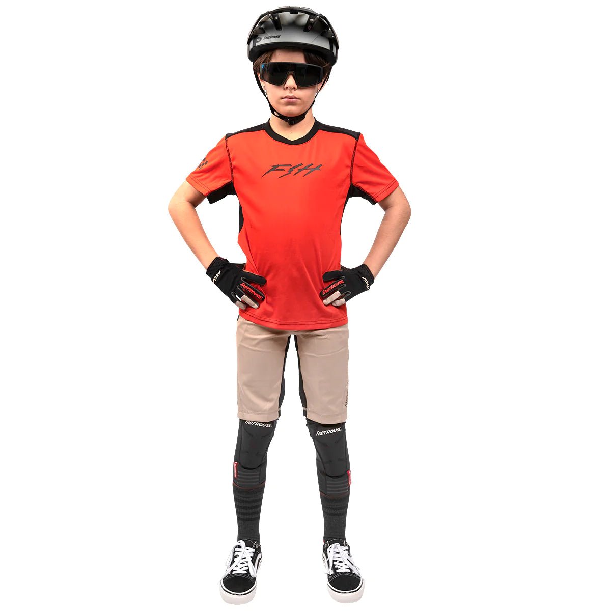 FastHouse Youth Ronin Alloy Short Sleeve Jersey - Mountain Kids Outfitters: Red, Lifestyle View
